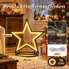 SALCAR LED Garden Stake Star made of Metal – 50 cm Christmas Star with 100 LEDs, Warm White, IP44 Waterproof, Garden Star Light with Ground Spike &amp; Stand, For Indoor &amp; Outdoor Use