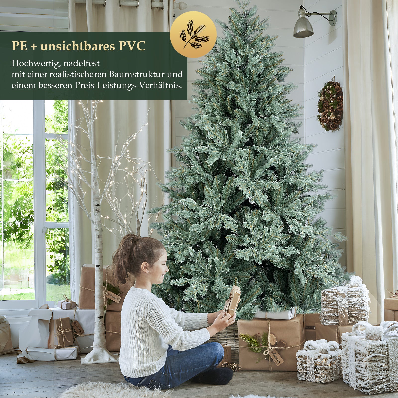 Salcar Künstlicher Weihnachtsbaum aus PE & unsichtbaren PVC-Spitzen – – sekeymall