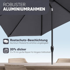 Sekey Sonnenschirm, 330cm Alu Gartenschirm 8-eckiger, mit Kurbel Sekey