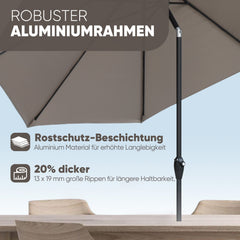 Sekey Sonnenschirm, 330cm Alu Gartenschirm 8-eckiger, mit Kurbel Sekey