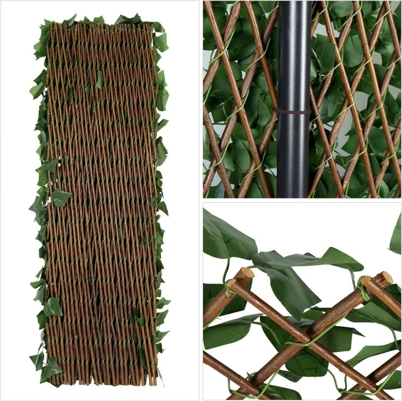 Sekey extendable willow fence with plastic leaves