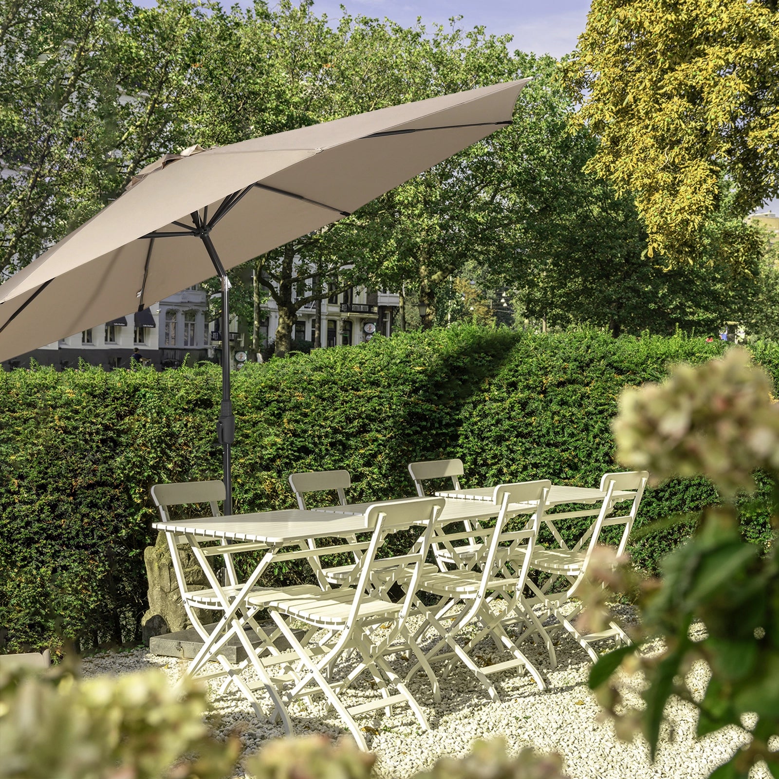 Sekey 270cm Sonnenschirm mit Kurbel, Knickbar im Sitzen, Sonnenschutz UV50+