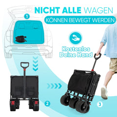 Sekey Faltbarer Bollerwagen 400 L, Extra Lang (110 cm), 200 kg Tragkraft, Schwerlast Transportwagen mit Geländerädern & Getränkehalter – Für Strand, Camping & Garten Sekey