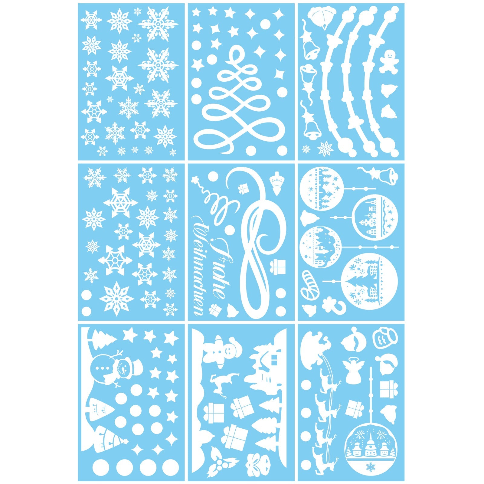 Salcar Fensterbilder Weihnachten – Wiederverwendbare Fensterdeko Weiß, Selbstklebend ohne Kleber, Beidseitig Sichtbar mit Schneeflocken, Häusern & Schneemann Salcar