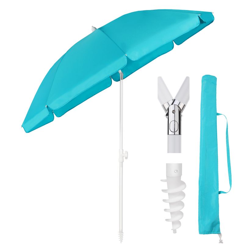 Sekey ∅ 180 cm beach umbrella with protective cover and ground sleeve, sun protection UV50+