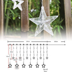 Salcar 2 x 1 m LED Lichtervorhang mit Fernbedienung, 12 Sternen, 108 LEDs, 31V GS-zertifizierte Stromversorgung