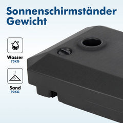 Sekey parasol stand with roller, fillable up to 80 kg