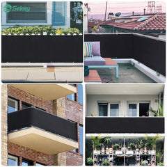 Sekey balcony privacy screen made of 100% polyester, black