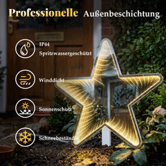 Salcar LED Infinity Weihnachtsstern 37 cm – 3D Sternbeleuchtung mit 80 warmweißen LEDs