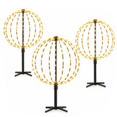 Salcar LED Kugelleuchten Garten Außen 30 cm – 3er Set Metall Leuchtkugeln mit Timer und 8 Lichtmodi