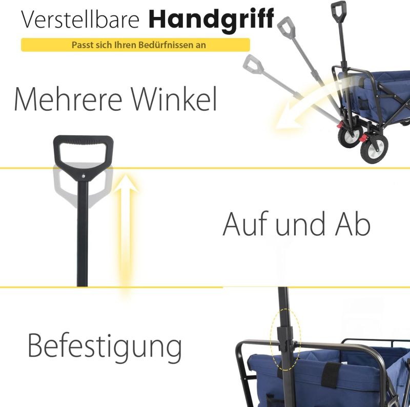 Sekey 100L / 200KG Foldable handcart, with brakes and solid rubber wheels