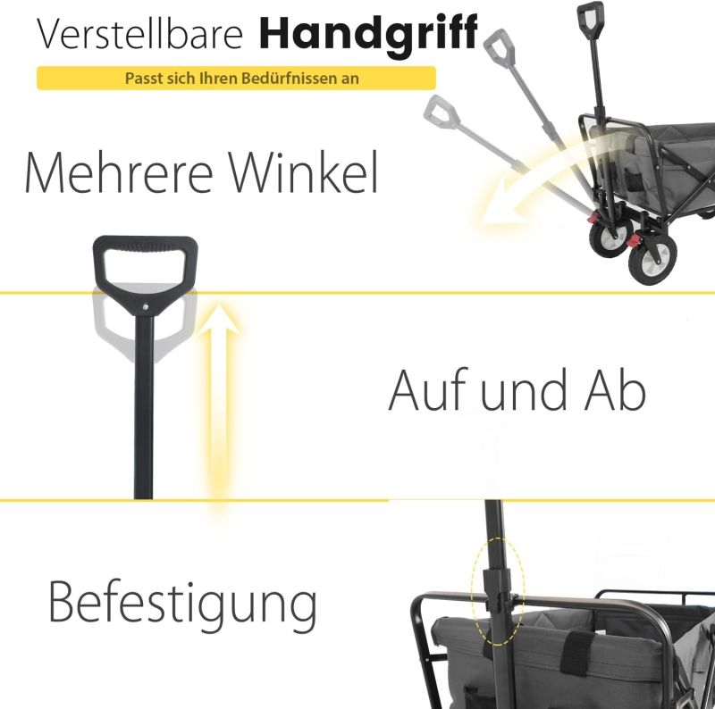 Sekey 100L / 200KG Foldable handcart, with brakes and solid rubber wheels