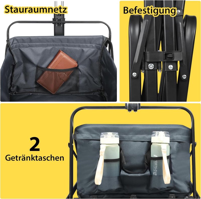 Sekey 100L / 200KG Foldable handcart, with brakes and solid rubber wheels