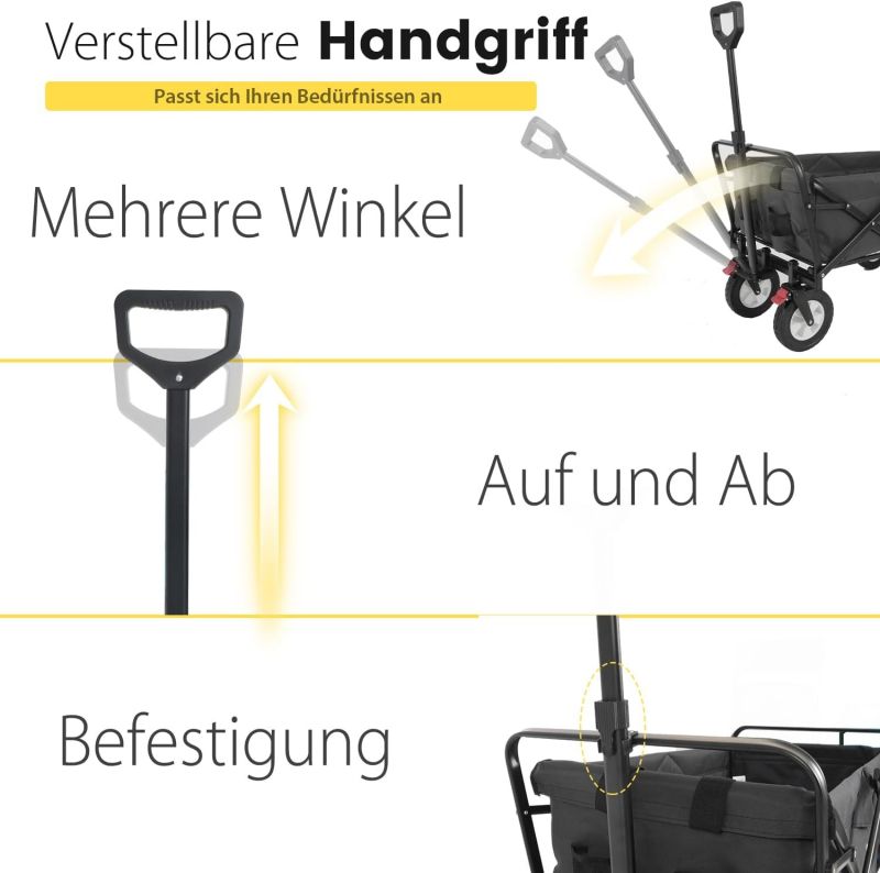 Sekey 100L / 200KG Foldable handcart, with brakes and solid rubber wheels