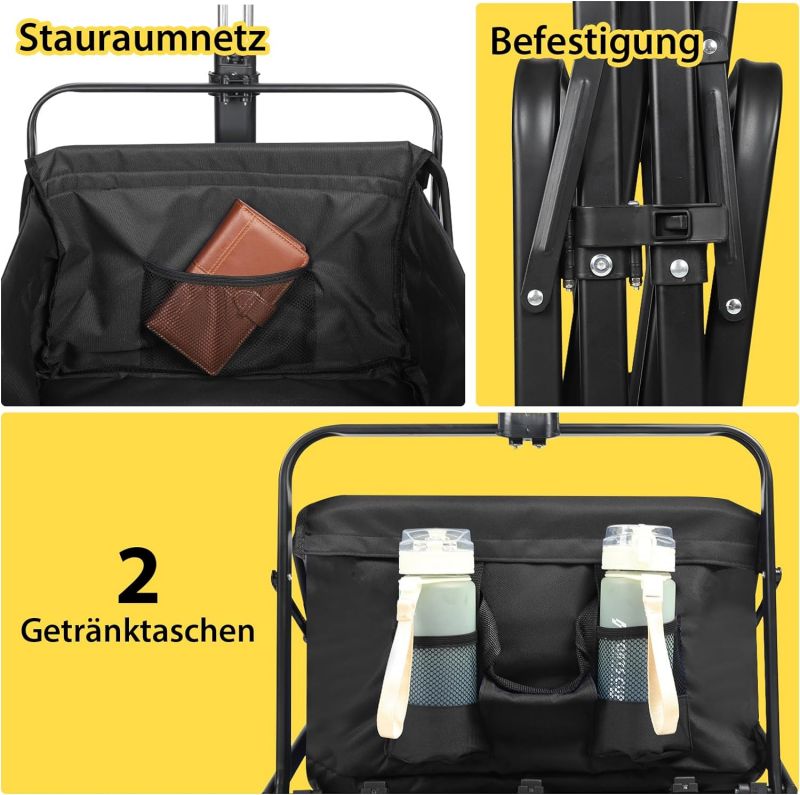 Sekey 100L / 200KG Foldable handcart, with brakes and solid rubber wheels