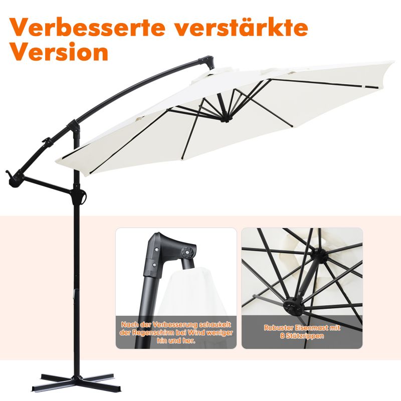 Sekey 300 cm cantilever umbrella, sun protection UV50+