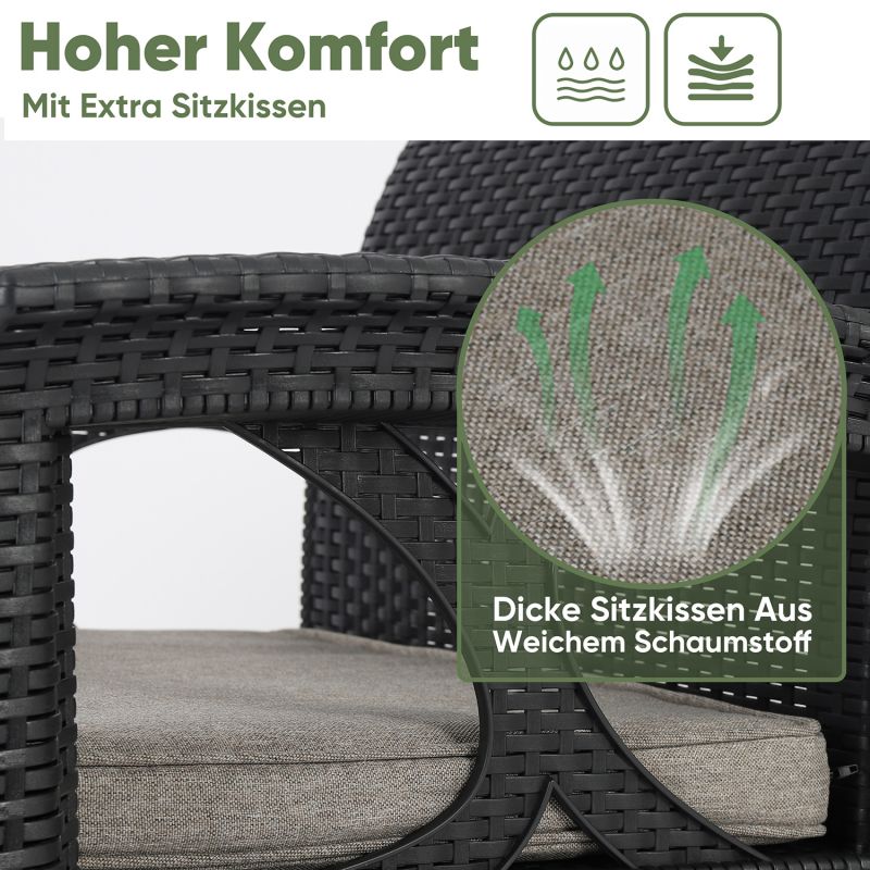 Sekey 3-teilig Gartenmöbel Set, 2 Sessel und Gartentisch