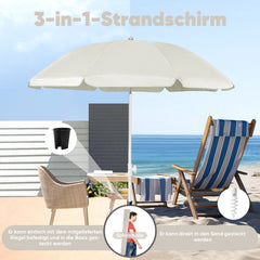 Sekey 3-in-1 Sonnenschirm mit Erdspieß 160cm – höhenverstellbar & neigbar, UV-Schutz 50+, stabiler Strandschirm für Strand, Garten & Camping