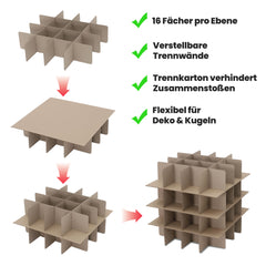 Salcar Schwarze Aufbewahrungsbox für 128 Weihnachtskugeln – Faltbare Christbaumkugel-Box 64,8×32,3×34,2 cm mit 128 Fächern, Tragegriffen & Doppelreißverschluss