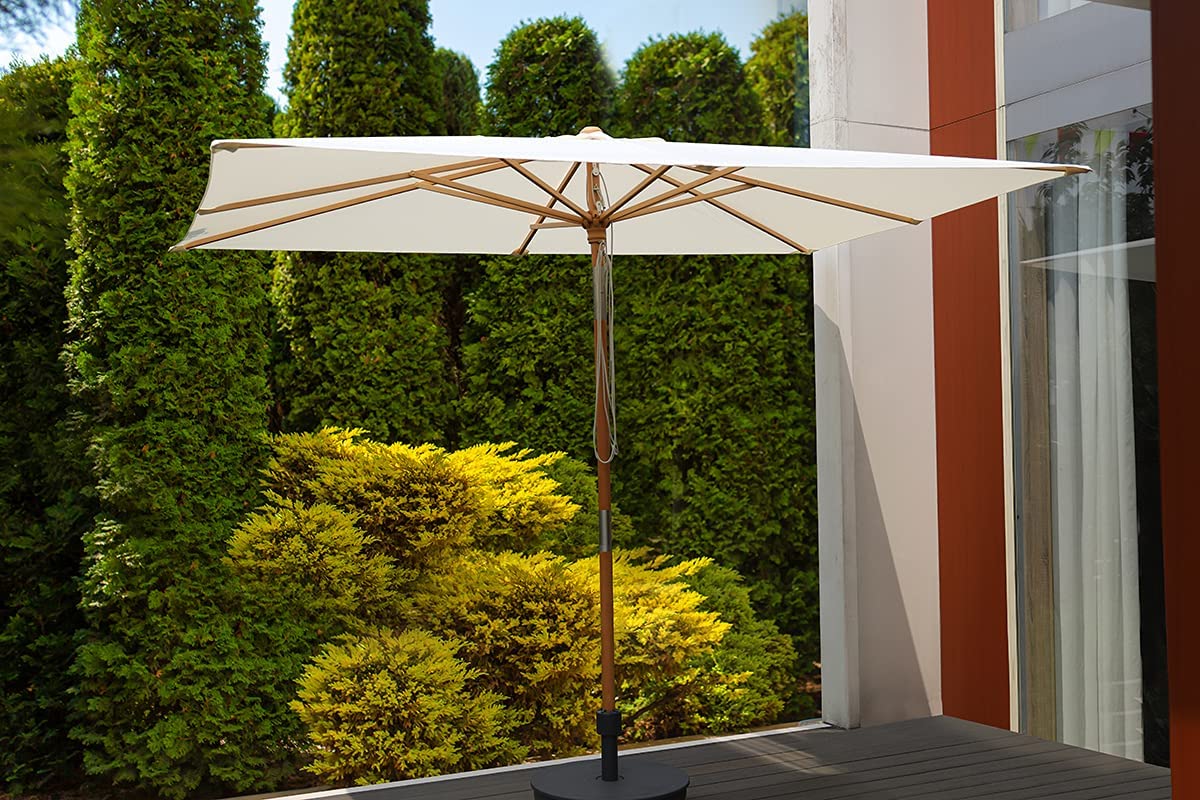 Sekey 300 x 200 cm wooden parasol rectangular, sun protection UV50+