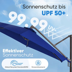 Sekey Ampelschirm 300 cm – Aluminium Sonnenschirm mit 360° Drehung, Neigefunktion, UV50+ Schutz Sekey