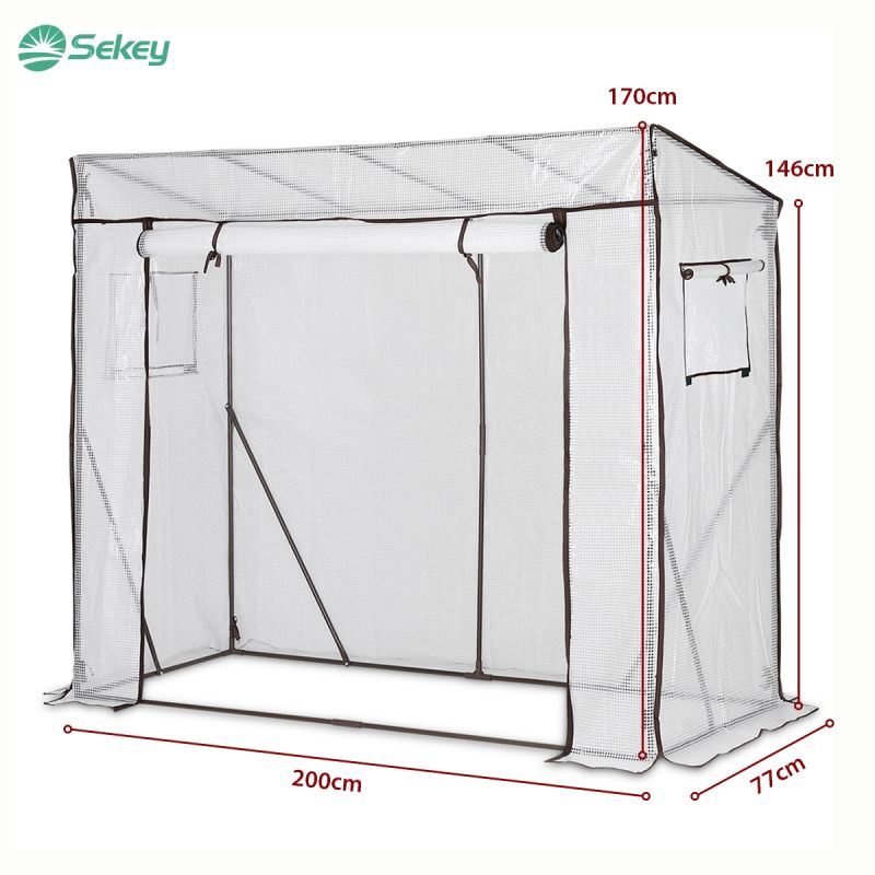 Sekey foil greenhouse with pitched roof, 200 cm x 77 cm x 146/169 cm