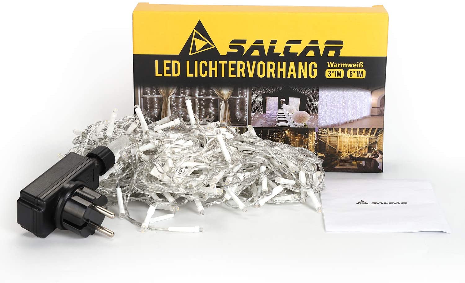 Salcar 2 x 1 m/3 x 1 m / 6 x 1 m LED Lichtervorhang, 100 / 150 / 300 LEDs