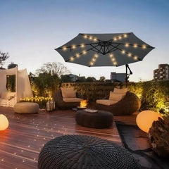 Sekey 300 cm Ampelschirm mit LED Solar Beleuchtung, Sonnenschutz UV50+ Sekey