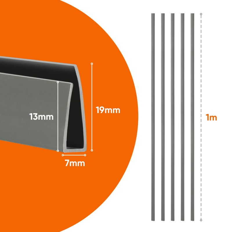 Sekey 5x1m PVC Abschlussleiste für PVC Sichtschutzmatte