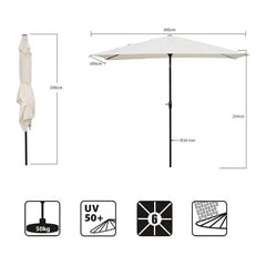 Sekey 300 x 200 cm Alu Sonnenschirm mit Kurbel, Sonnenschutz UV50+ Sekey