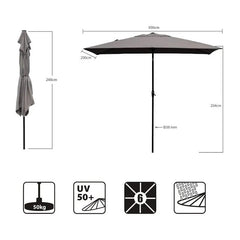Sekey 300 x 200 cm Alu Sonnenschirm mit Kurbel, Sonnenschutz UV50+ Sekey