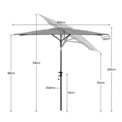 Sekey 200 x 125 cm Balkonschirm Rechteckig mit Balkongeländer, Sonnenschutz UV50+ Sekey