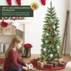 Salcar Schmaler Künstlicher Weihnachtsbaum 120/150/180/210 cm | Slim Nordmanntanne aus PE, Platzsparend, Realistisch, Wiederverwendbar, Mit Metallständer