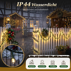 Salcar LED Lichterkette 23 m mit 360 LEDs, Gelb, Fernbedienung, 8 Lichtmodi, 4-stufig dimmbar, 3 Timer, Memory, IP44, 31V für Innen & Außen
