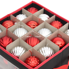 Salcar Aufbewahrungsbox Schwarz für 64 Weihnachtskugeln – Faltbare Weihnachtsdeko-Box 30,5 cm mit Fächern & flexiblen Trennwänden