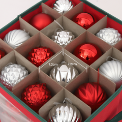 Salcar Aufbewahrungsbox für 64 Weihnachtskugeln – Faltbare Weihnachtsdeko-Box 30,5 cm mit Fächern & flexiblen Trennwänden, Transparentes Sichtfenster