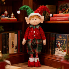 Salcar Weihnachtsjunge 60–90 cm – Stehende Weihnachtsfigur mit teleskopierbaren Beinen, Rote Kleidung & Zipfelmütze, Weihnachtsdeko für Wohnzimmer & Kinderzimmer