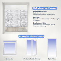 Sekey Plissee ohne Bohren – Lichtschutz Rollo Klemmfix aus Vliesstoff für Fenster & Türen, in grauer Marmoroptik