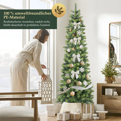 Salcar Schmaler Künstlicher Weihnachtsbaum 120/150/180/210 cm | Slim Nordmanntanne aus PE, Platzsparend, Realistisch, Wiederverwendbar, Mit Metallständer