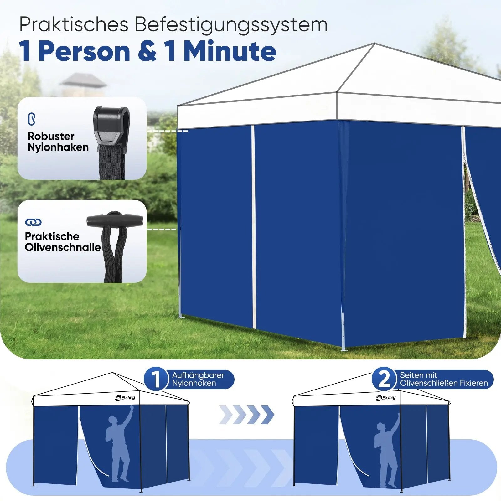 zelt seitenteile nach maß Wasserdichte Pavillon-Seitenwände mit Reißverschluss, 290x200 cm – sekeymall
