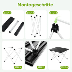 Sunula Klappbarer Campingtisch, Ultraleicht 1,7 kg, 30 kg Tragkraft, Wasserdicht, Rutschfest, 3 Größen, Einfach zu Montieren, Für Camping, Picknick, Garten, Outdoor