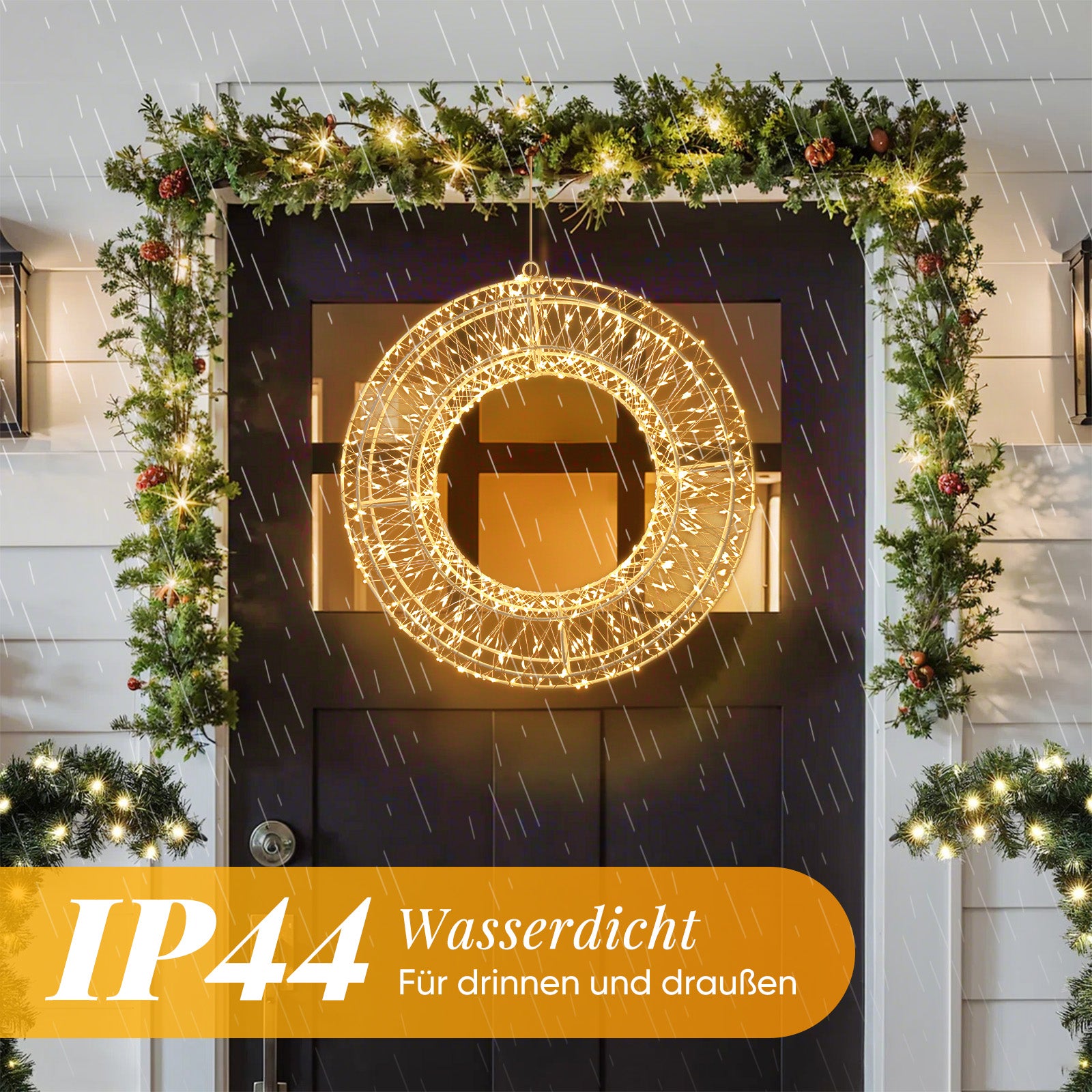 SALCAR LED Lichtkranz Ø35cm & Ø55cm, 720-1440 LEDs, Metallkranz, Weihnachtsdeko Fenster & Tür, 8 Modi, Timer & Memory, IP44 Wasserdicht, Innen & Außen, Warmweiß