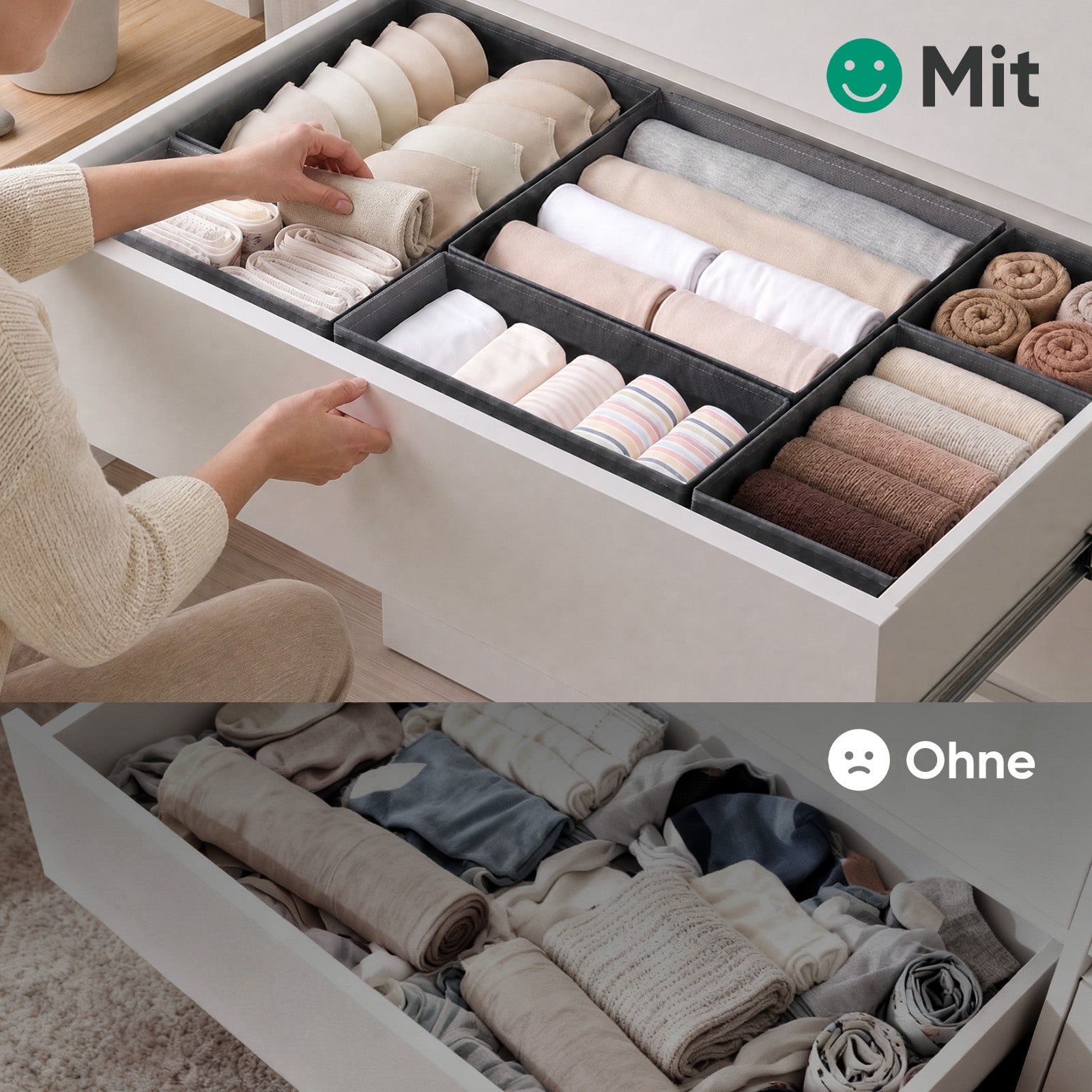 Sekey Schubladen-Organizer 12er Set – Faltbare Kleiderschrank Organize – sekeymall