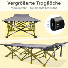 Sekey Feldbett Campingbett Klappbar – 190×71×35 cm | 200 kg belastbar | 1200D Oxford | wahlweise mit 8 cm Matratze | Faltbare Camping- & Angelliege für Garten & Outdoor