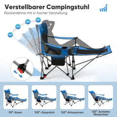 Sunula Klappbarer Campingstuhl, Liegestuhl 2-in-1, Belastbar bis 100 kg, Abnehmbare Fußablage, Getränkehalter, Tragetasche, Leicht, Verstellbare Rückenlehne, Für Angeln, Strand, Camping, Garten, Outdoor