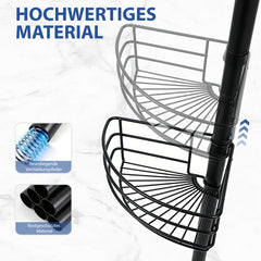 Sekey Duschregal Ohne Bohren – Höhenverstellbares Teleskop-Duschregal 79–315 cm mit 4 festen Körben, Eck-Design & stabiler Stand für Badezimmer
