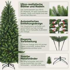 Salcar 180/210/240cm Künstlicher Weihnachtsbaum, Nordmanntanne, mit 762/1080/1576 PE Spitzen