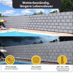 Sekey PVC Sichtschutzstreifen für Doppelstabmattenzaun – Sichtschutzband mit Befestigungsclips, UV-beständig & Wetterfest, Windschutz für Gartenzaun, Grau