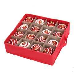 Salcar Aufbewahrungsbox für 64 Weihnachtskugeln – 4 Ebenen, Verstellbare Trennwände, Rote Faltbox 33×33×34 cm mit Sichtfenster