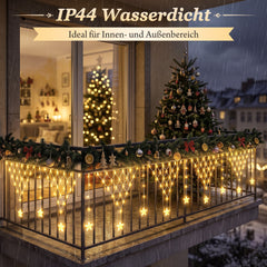 Salcar LED Lichtervorhang Sterne Warmweiß – 3 m, 128 LEDs, 8 Modi, Timer & Memory, IP44